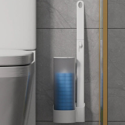 Toilet Brush Set Disposable Heads Push-Button Eighteen Refills