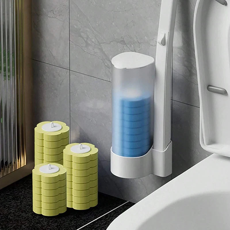 Toilet Brush Set Disposable Heads Push-Button Eighteen Refills