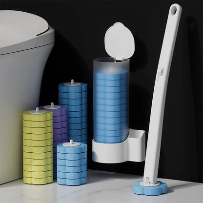 Toilet Brush Set Disposable Heads Push-Button Eighteen Refills