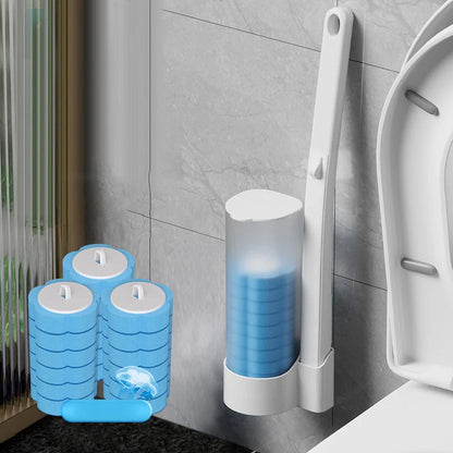 Toilet Brush Set Disposable Heads Push-Button Eighteen Refills