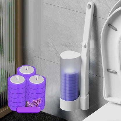 Toilet Brush Set Disposable Heads Push-Button Eighteen Refills