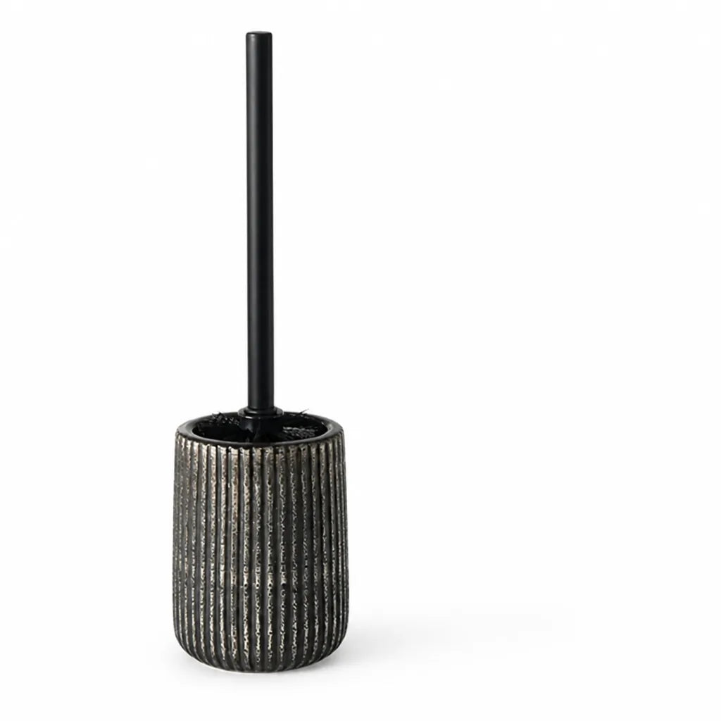 Toilet Brush Set Textured Ceramic Holder Floor Mounted