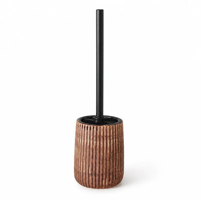 Toilet Brush Set Textured Ceramic Holder Floor Mounted