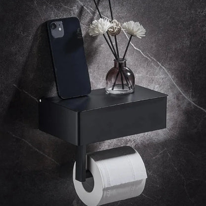 Toilet Paper Holder 2-in-1 Storage Shelf Drill-Free Mounting