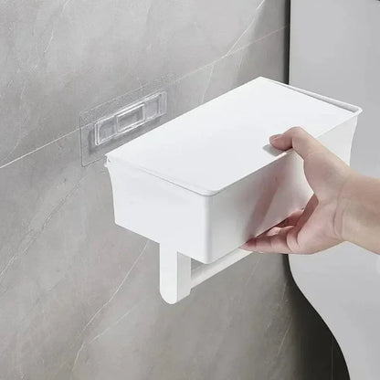 Toilet Paper Holder 2-in-1 Storage Shelf Drill-Free Mounting