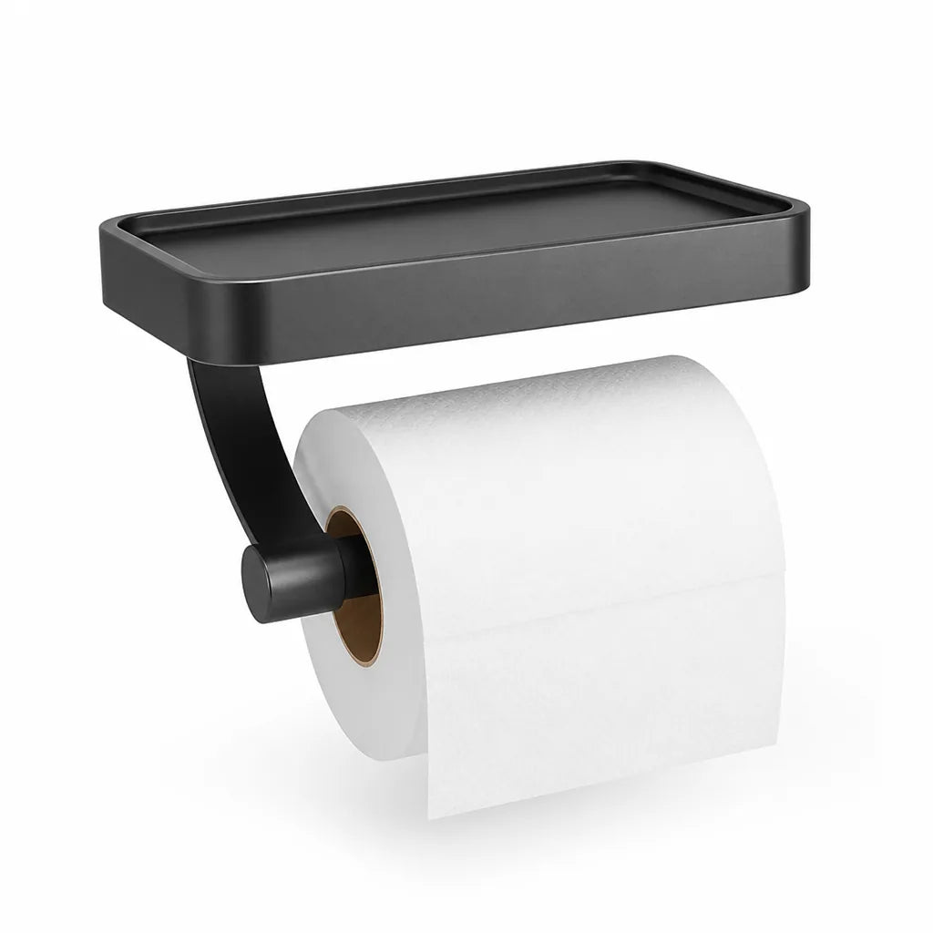Toilet Paper Holder Stainless Steel Shelf Adhesive & Screw