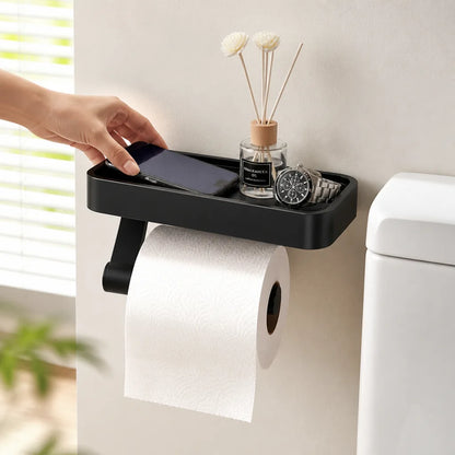 Toilet Paper Holder Stainless Steel Shelf Adhesive & Screw