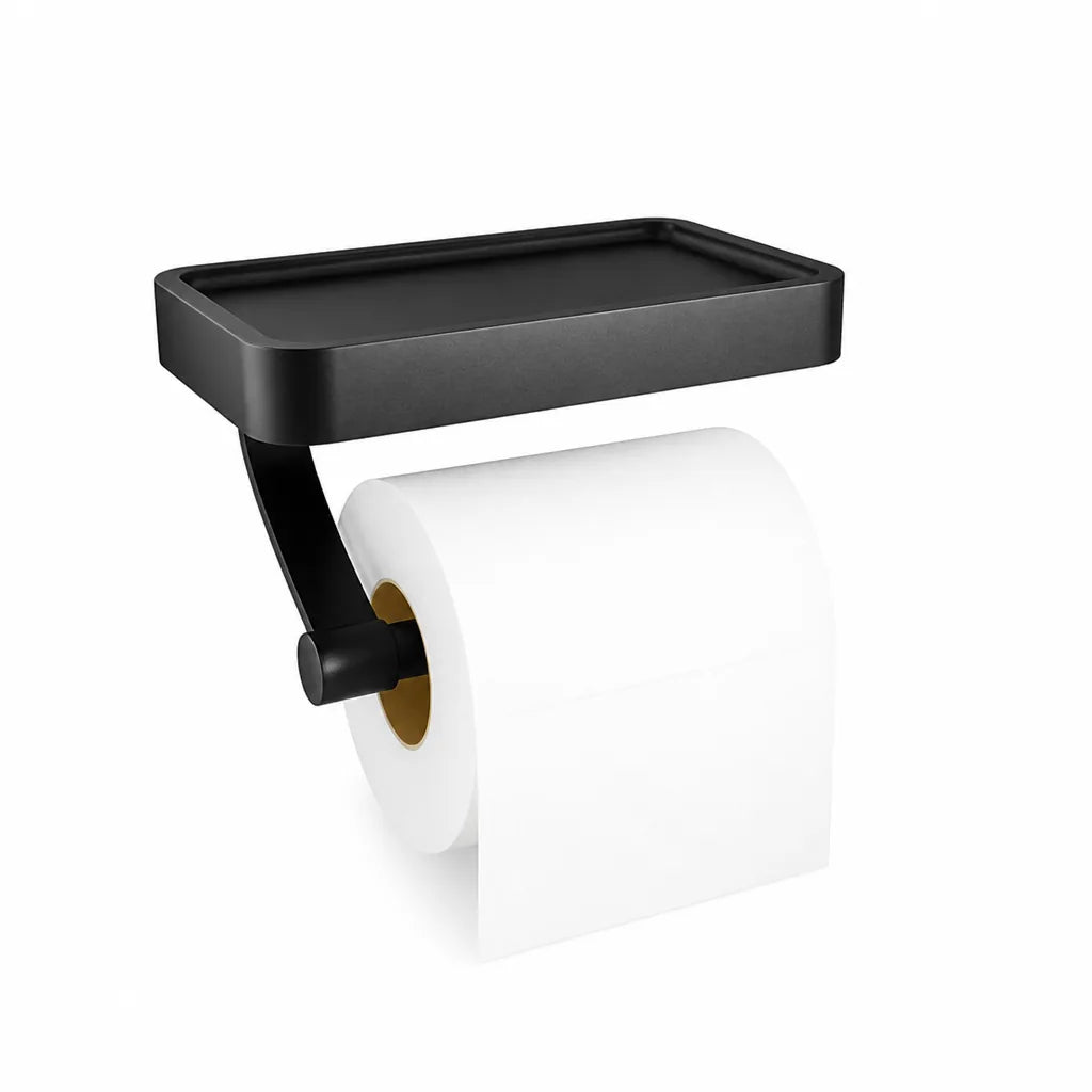 Toilet Paper Holder Stainless Steel Shelf Adhesive & Screw