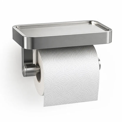 Toilet Paper Holder Stainless Steel Shelf Adhesive & Screw