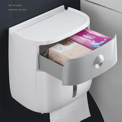 Toilet Paper Holder Waterproof Wall-Mounted Towel Storage