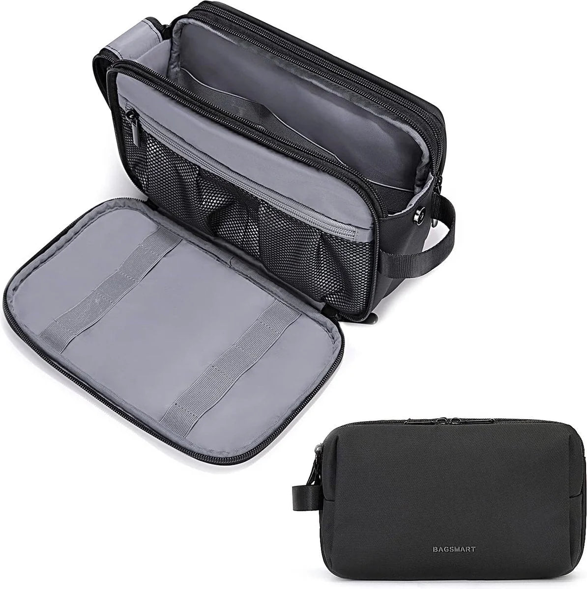 Toiletry Bag Double Zipper Multiple Pockets Water-Repellent Front