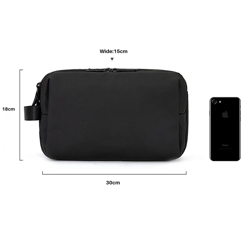 Toiletry Bag Double Zipper Multiple Pockets Water-Repellent Front