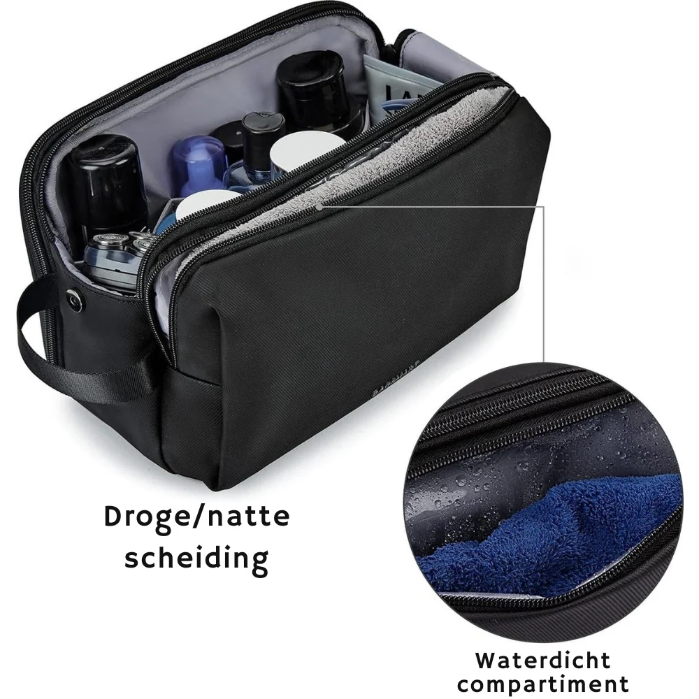 Toiletry Bag Double Zipper Multiple Pockets Water-Repellent Front