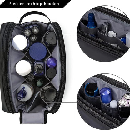 Toiletry Bag Double Zipper Multiple Pockets Water-Repellent Front