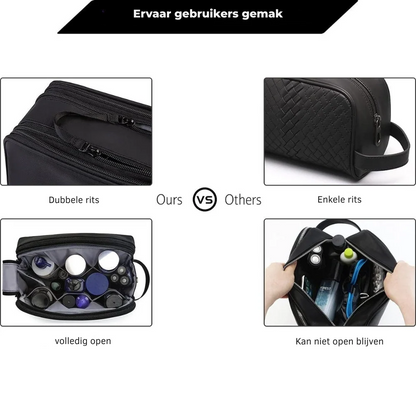 Toiletry Bag Double Zipper Multiple Pockets Water-Repellent Front