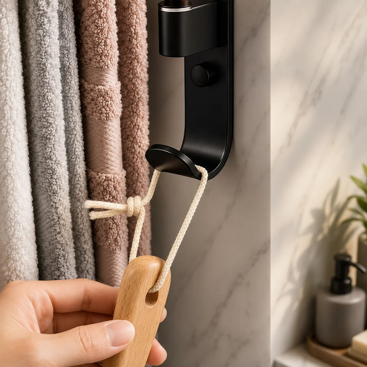 Towel Rack Wall-Mounted 5-Arm Swivel Matte Black