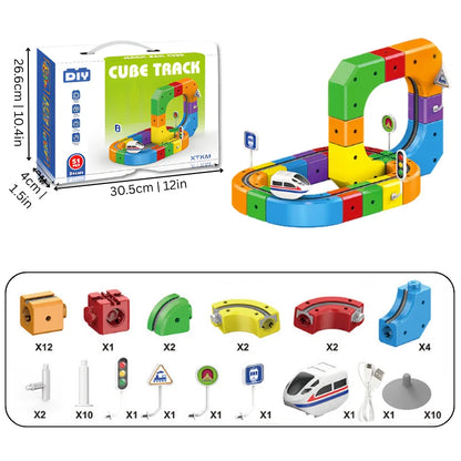 Train Building Set Modular 3D Track Rechargeable Train
