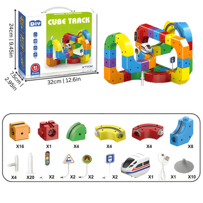 Train Building Set Modular 3D Track Rechargeable Train