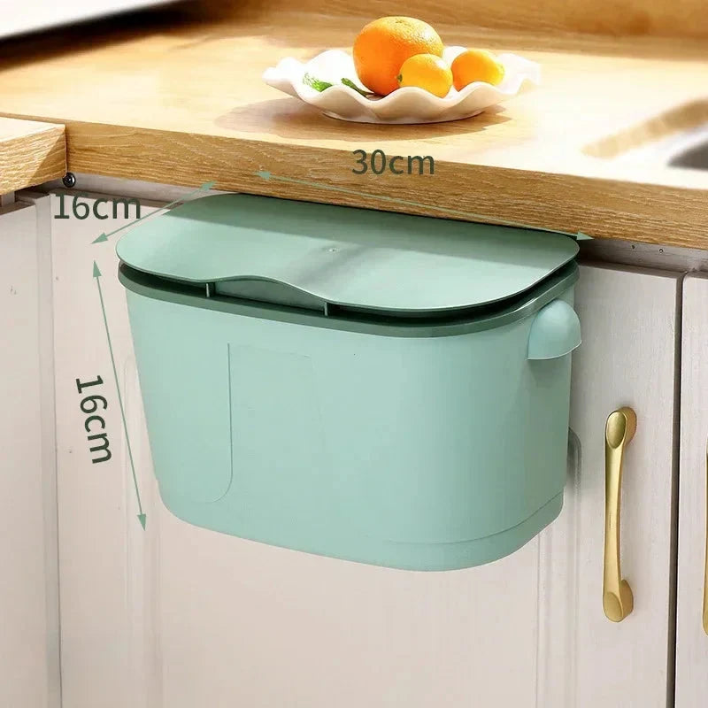 Trash Bin Wall-Mounted Lidded Space-Saving