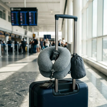 Travel Neck Pillow Adjustable Wrap-Style Microfleece & Microsuede