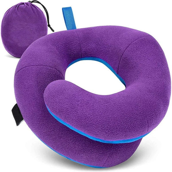 Travel Neck Pillow Adjustable Wrap-Style Microfleece & Microsuede