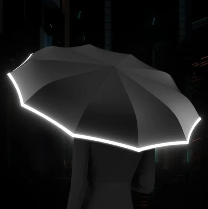 Travel Umbrella Wind-Resistant Automatic Open & Close Reflective Trim