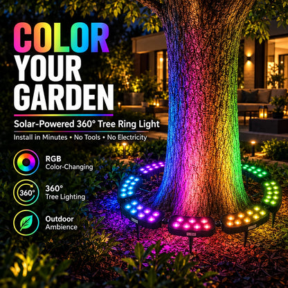 Tree Ring Light Solar-Powered RGB Modular Design
