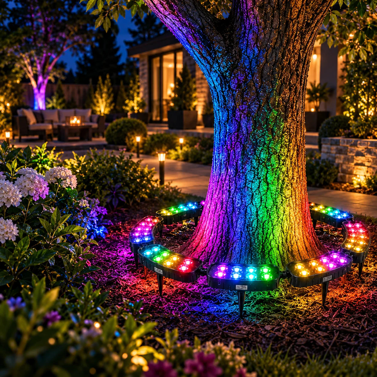 Tree Ring Light Solar-Powered RGB Modular Design