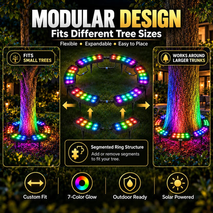 Tree Ring Light Solar-Powered RGB Modular Design