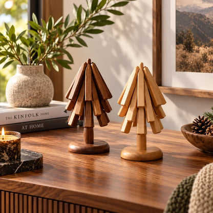 Trivet Mat Foldable Walnut & Beech Wood Heat Protection