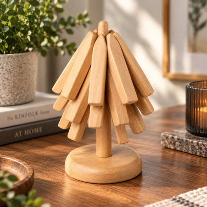 Trivet Mat Foldable Walnut & Beech Wood Heat Protection