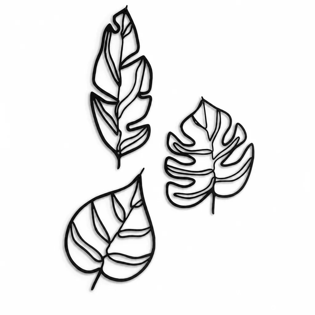 Tropical Metal Leaves Wall Decoration (Set of 3)