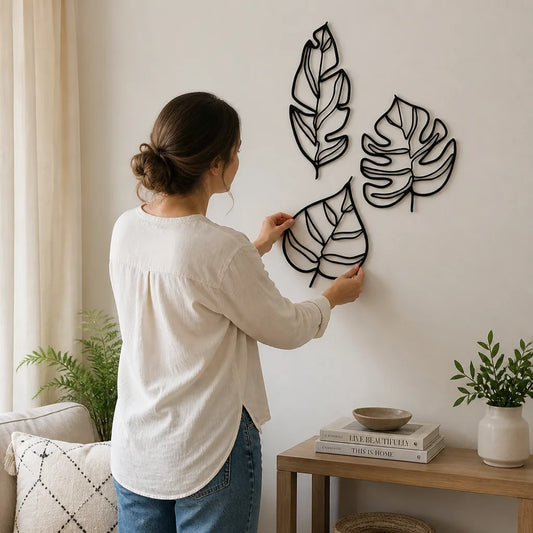 Tropical Metal Leaves Wall Decoration (Set of 3)