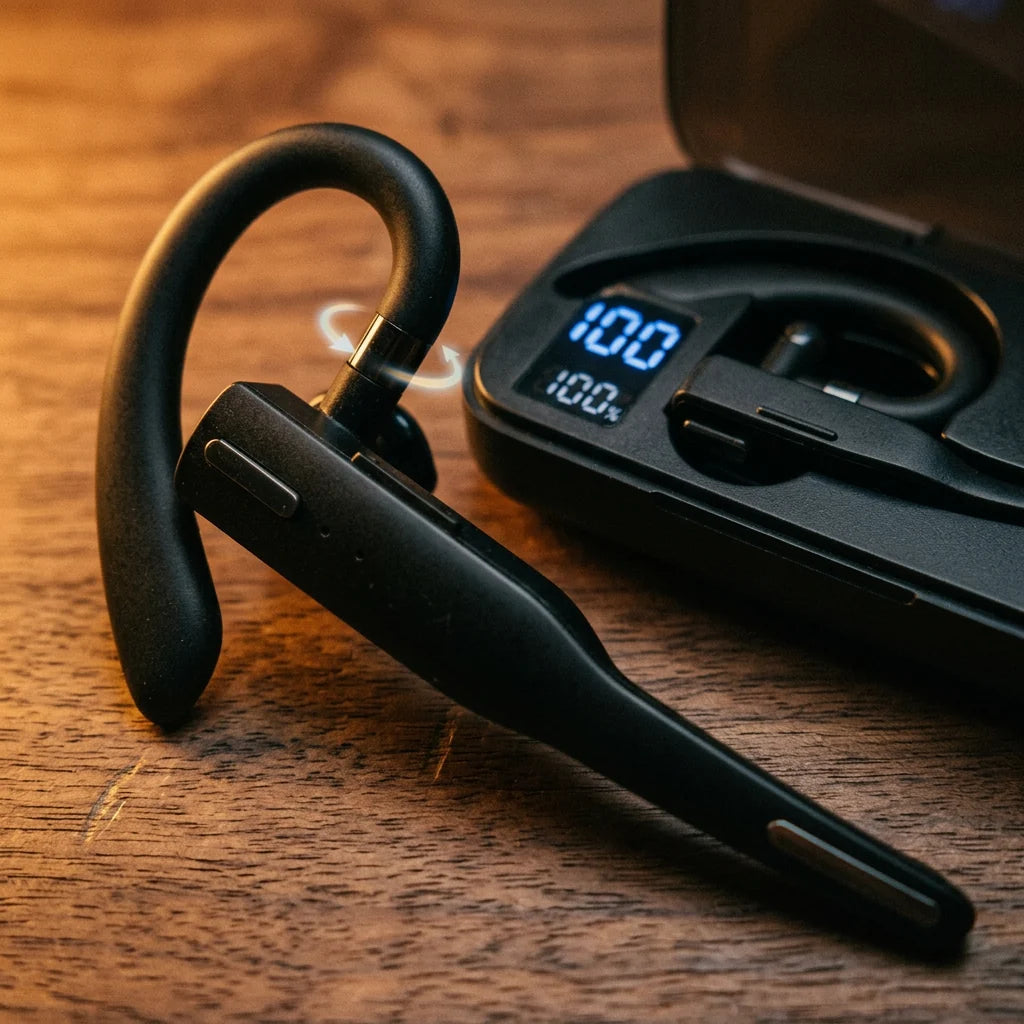 Trucker Bluetooth Headset Dual Mic Noise-Canceling 25-Hour Talk Time