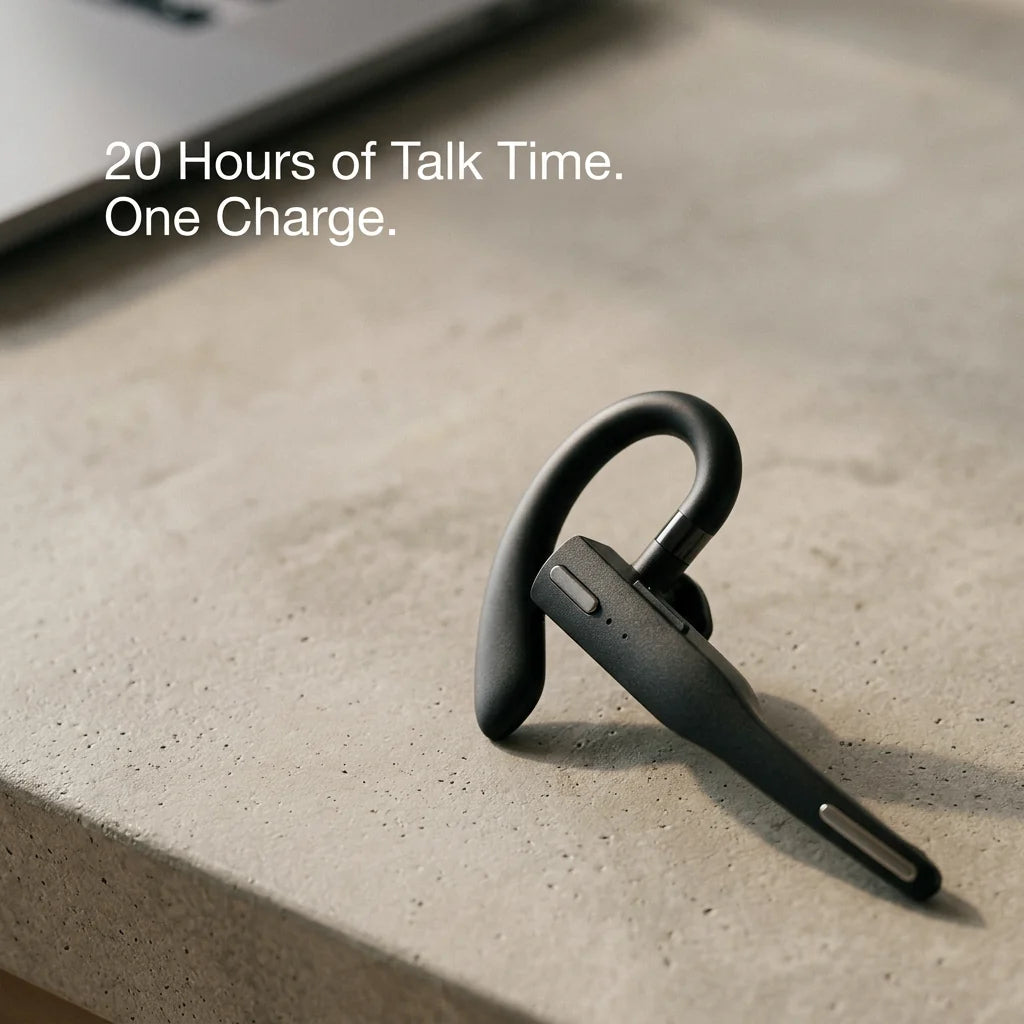 Trucker Bluetooth Headset Dual Mic Noise-Canceling 25-Hour Talk Time