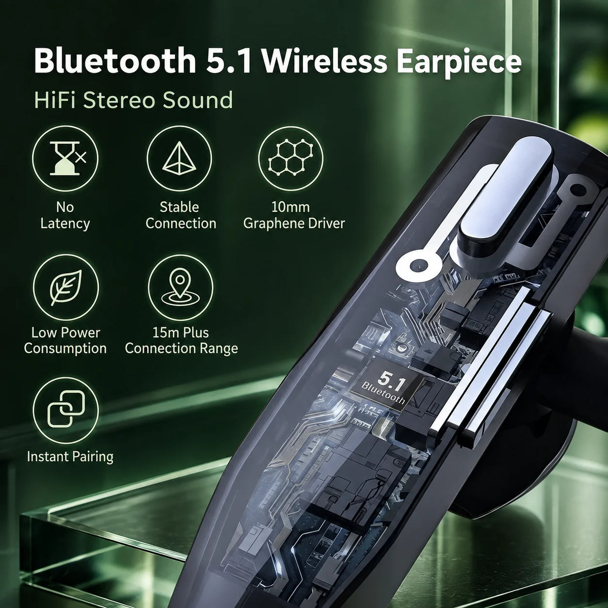 Trucker Bluetooth Headset Dual Mic Noise-Canceling 25-Hour Talk Time