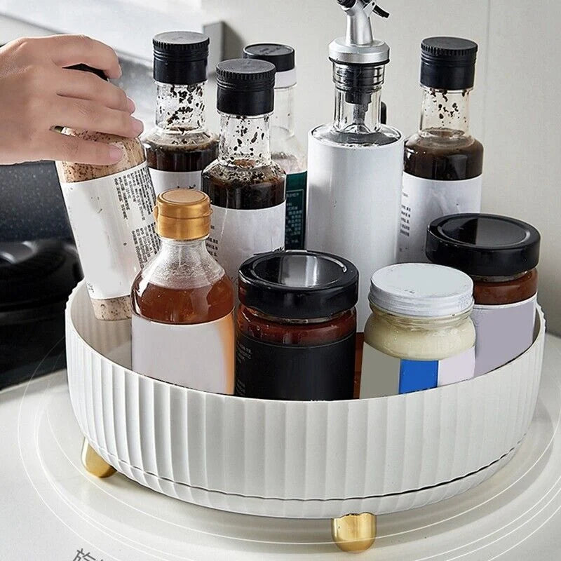 Turntable Organizer 360° Rotating Raised Edge Removable Tray