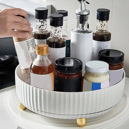 Turntable Organizer 360° Rotating Raised Edge Removable Tray