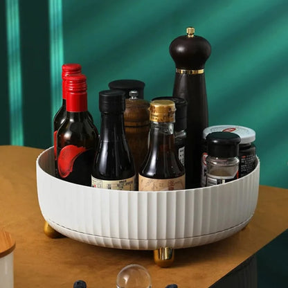 Turntable Organizer 360° Rotating Raised Edge Removable Tray