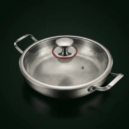 Two-Handle Pan Hammered Titanium Natural Non-Stick & Induction-Ready