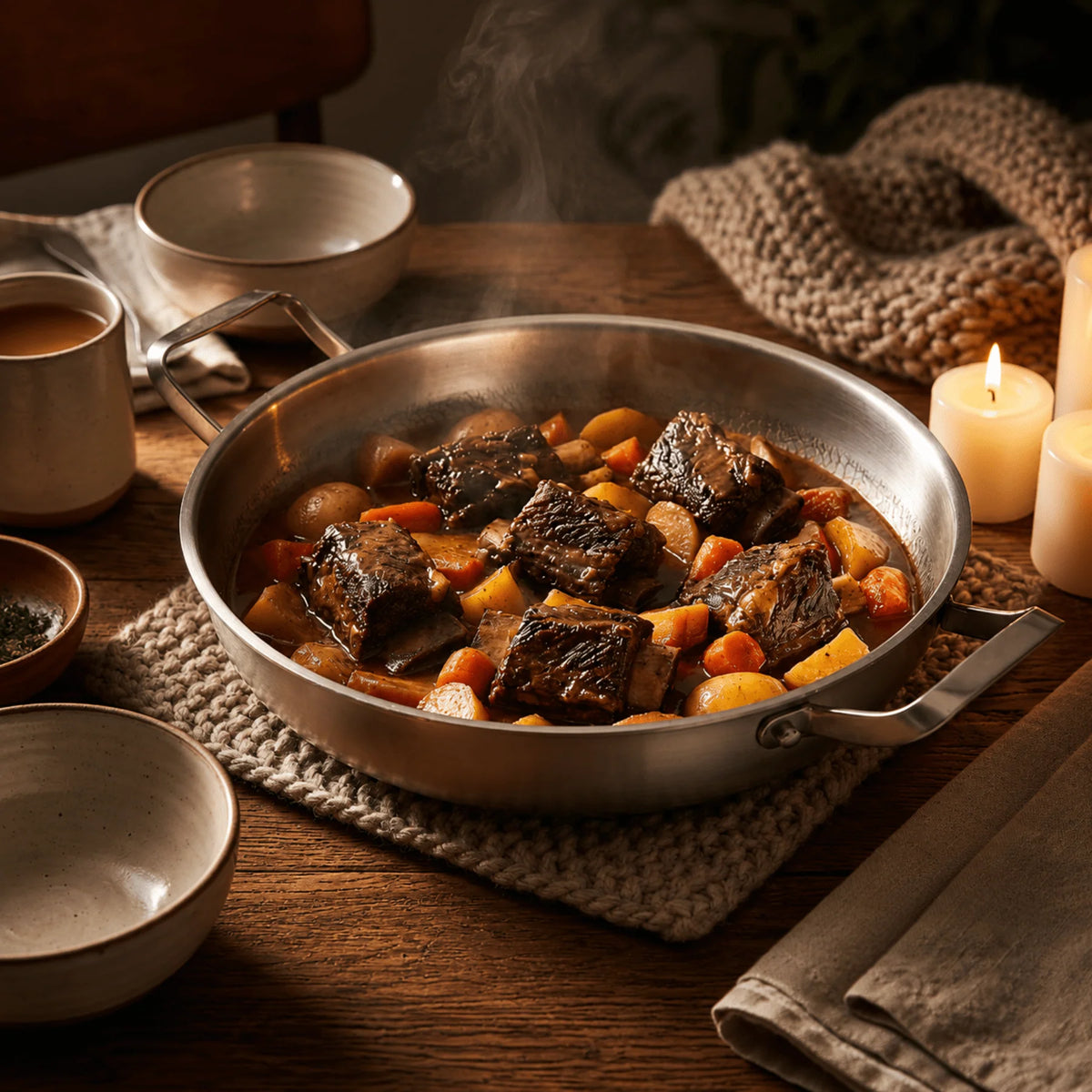 Two-Handle Pan Hammered Titanium Natural Non-Stick & Induction-Ready