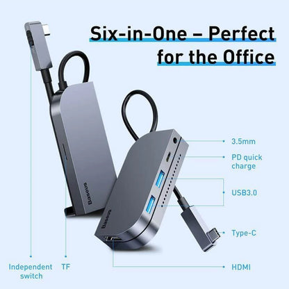 USB-C Hub Adapter 6-Port 4K HDMI Aluminum Alloy