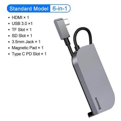 USB-C Hub Adapter 6-Port 4K HDMI Aluminum Alloy