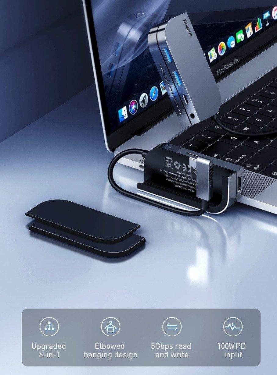 USB-C Hub Adapter 6-Port 4K HDMI Aluminum Alloy