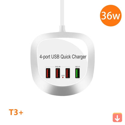USB Charger Adapter Multi-Port USB-C & QC3.0 Options