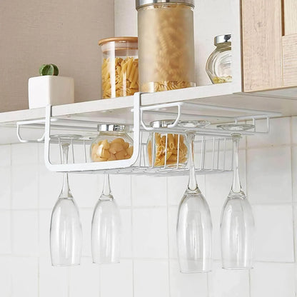 Under Cabinet Glass Rack Iron Space-Saving Storage