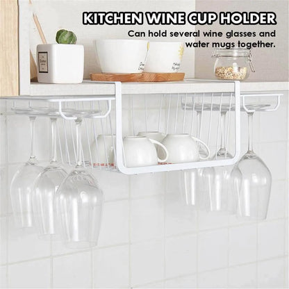Under Cabinet Glass Rack Iron Space-Saving Storage