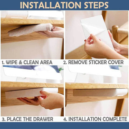 Under-Desk Storage Drawer Concealed Self-Adhesive No-Drill