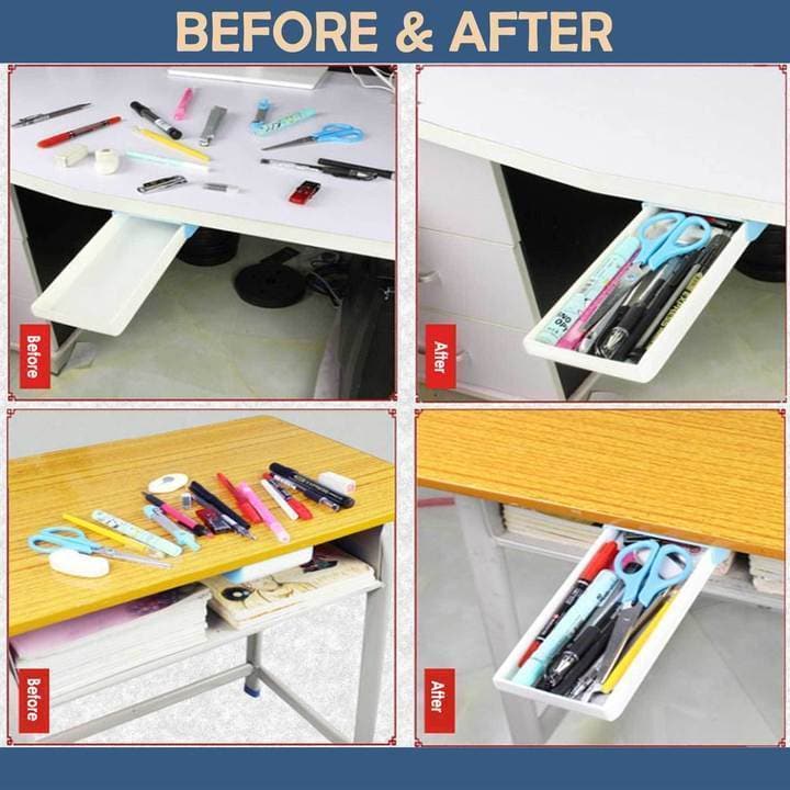 Under-Desk Storage Drawer Concealed Self-Adhesive No-Drill
