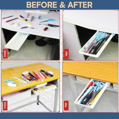 Under-Desk Storage Drawer Concealed Self-Adhesive No-Drill